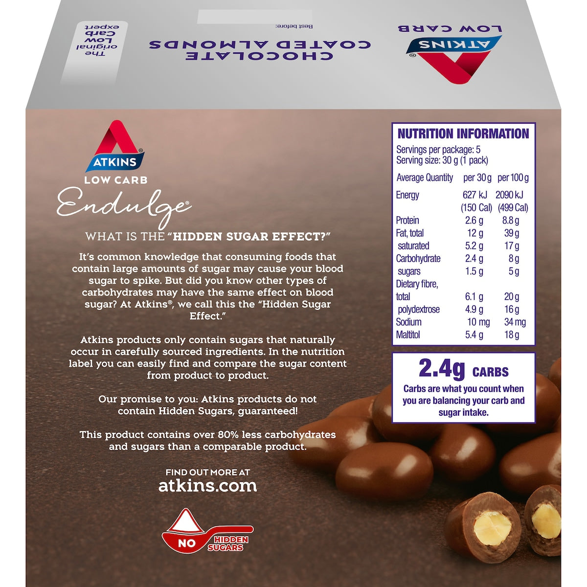 Atkins Endulge Chocolate Coated Almonds 5 Pack