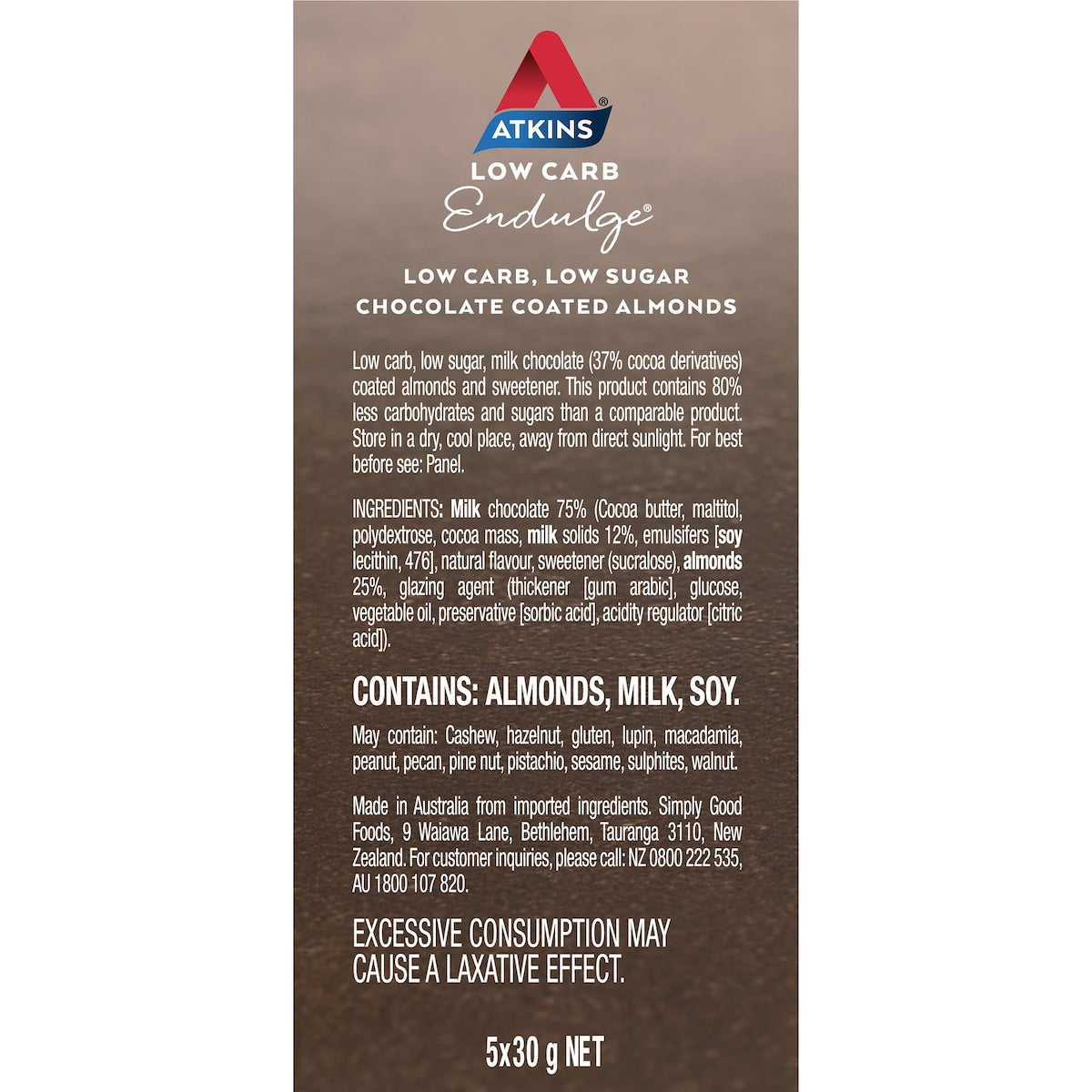 Atkins Endulge Chocolate Coated Almonds 5 Pack