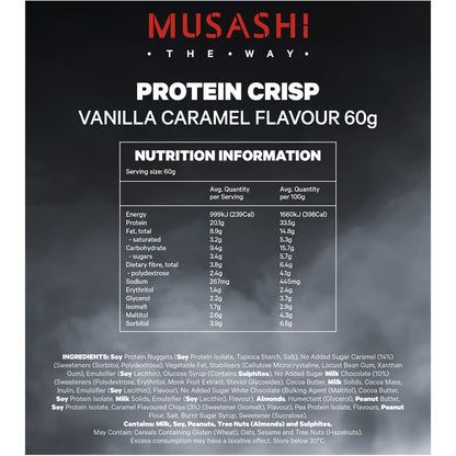 Musashi Crisp Protein Bar Vanilla Caramel 60g