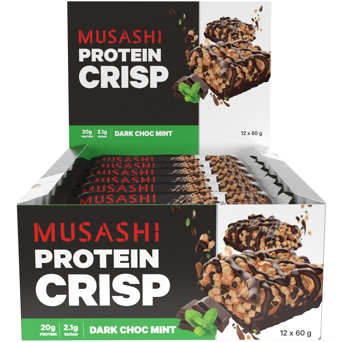 Musashi Crisp Protein Bar Dark Chocolate Mint 60g