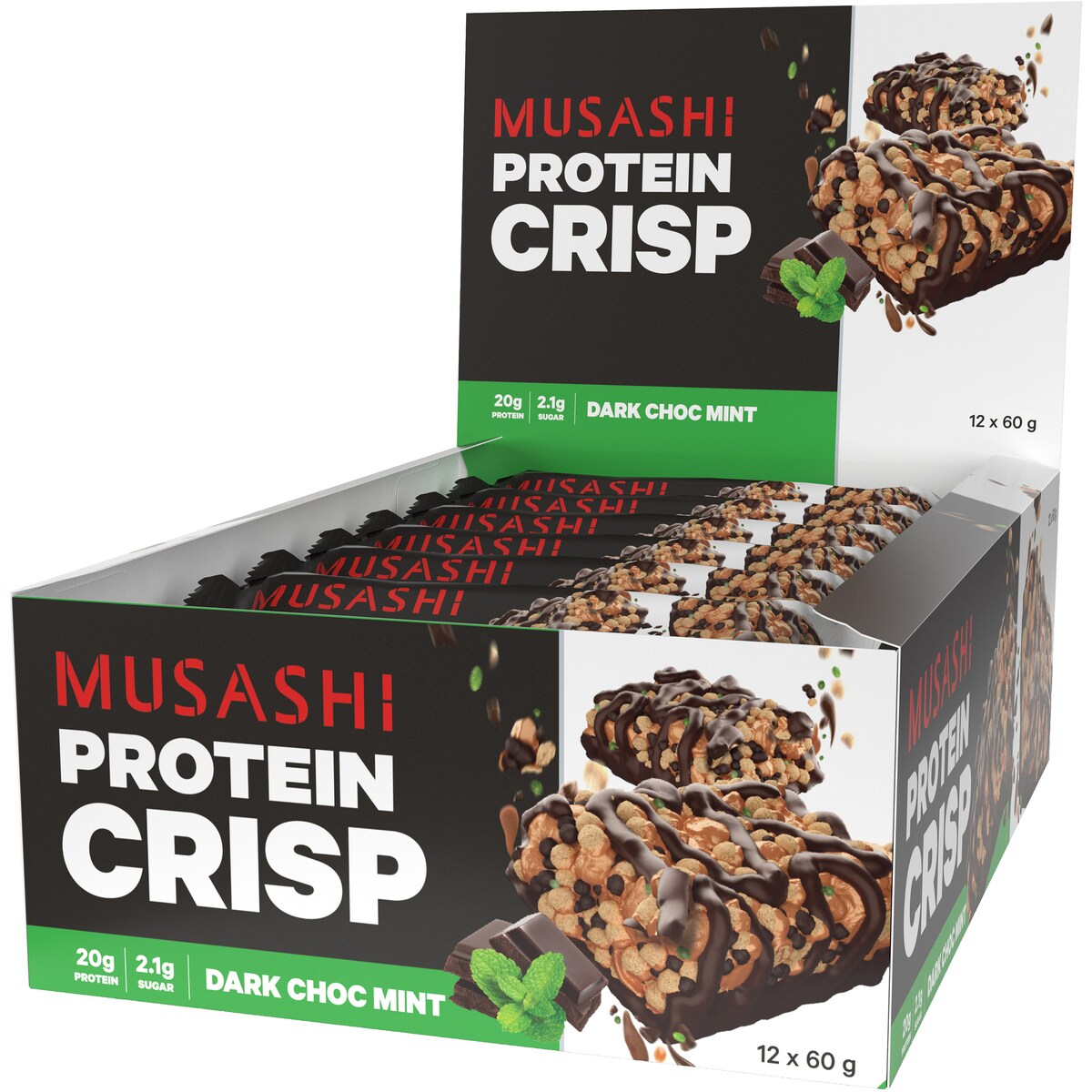 Musashi Crisp Protein Bar Dark Chocolate Mint 60g
