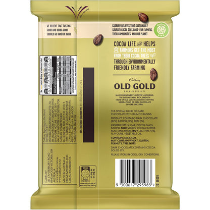 Cadbury Old Gold Jamaica Rum N Raisin Dark Chocolate Block Large 315g