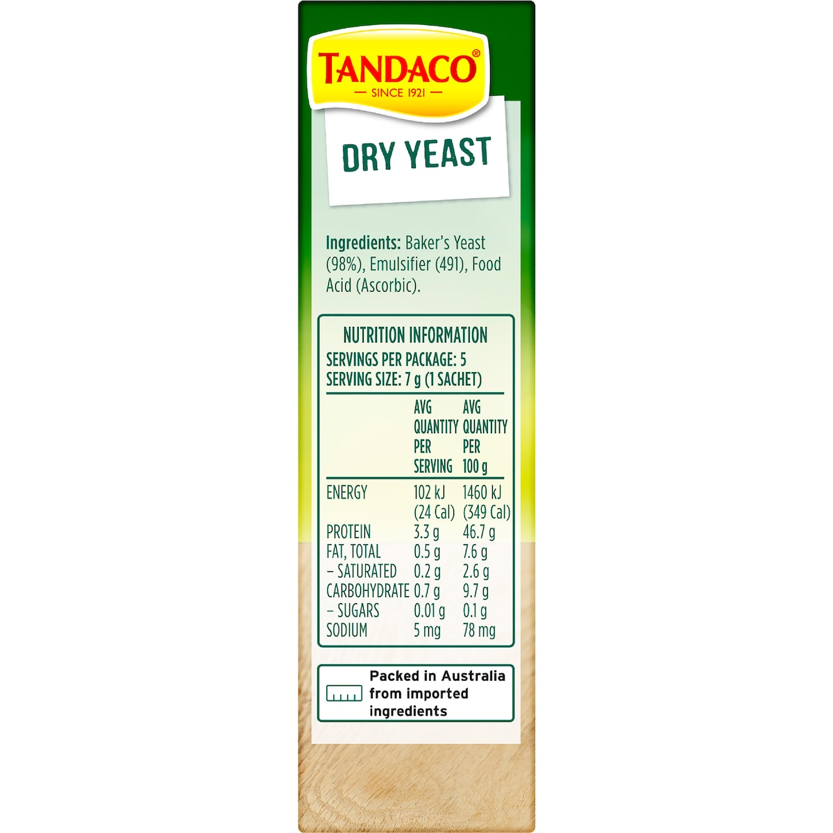 Tandaco Dry Yeast 5x7g Sachets 35g
