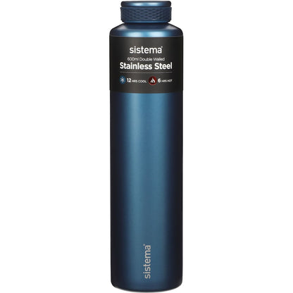 Sistema Stainless Steel Double Walled Bottle Assorted 600ml Each