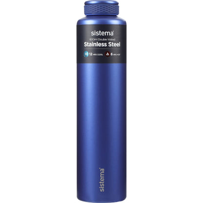 Sistema Stainless Steel Double Walled Bottle Assorted 600ml Each