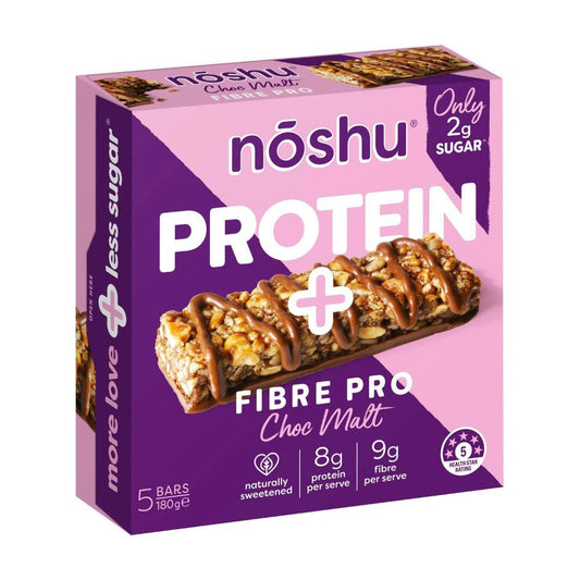 Noshu Protein+ Choc Malt Fibre Pro Bars - 180g