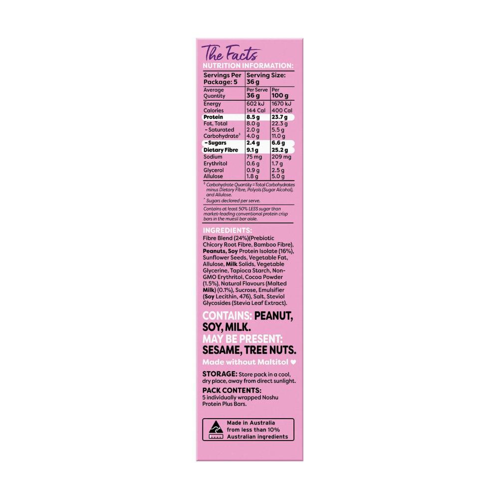 Noshu Protein+ Choc Malt Fibre Pro Bars - 180g