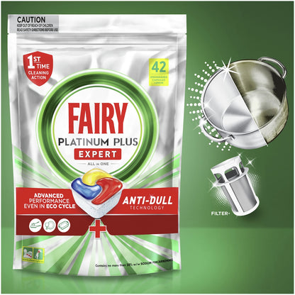 Fairy Platinum Plus Lemon Dishwashing Tablets 42 Pack