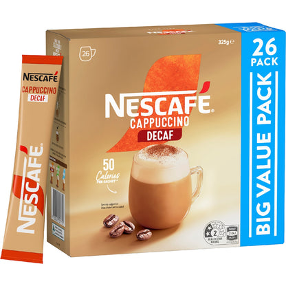 Nescafe Cappuccino Decaf Coffee Sachets 26 Pack