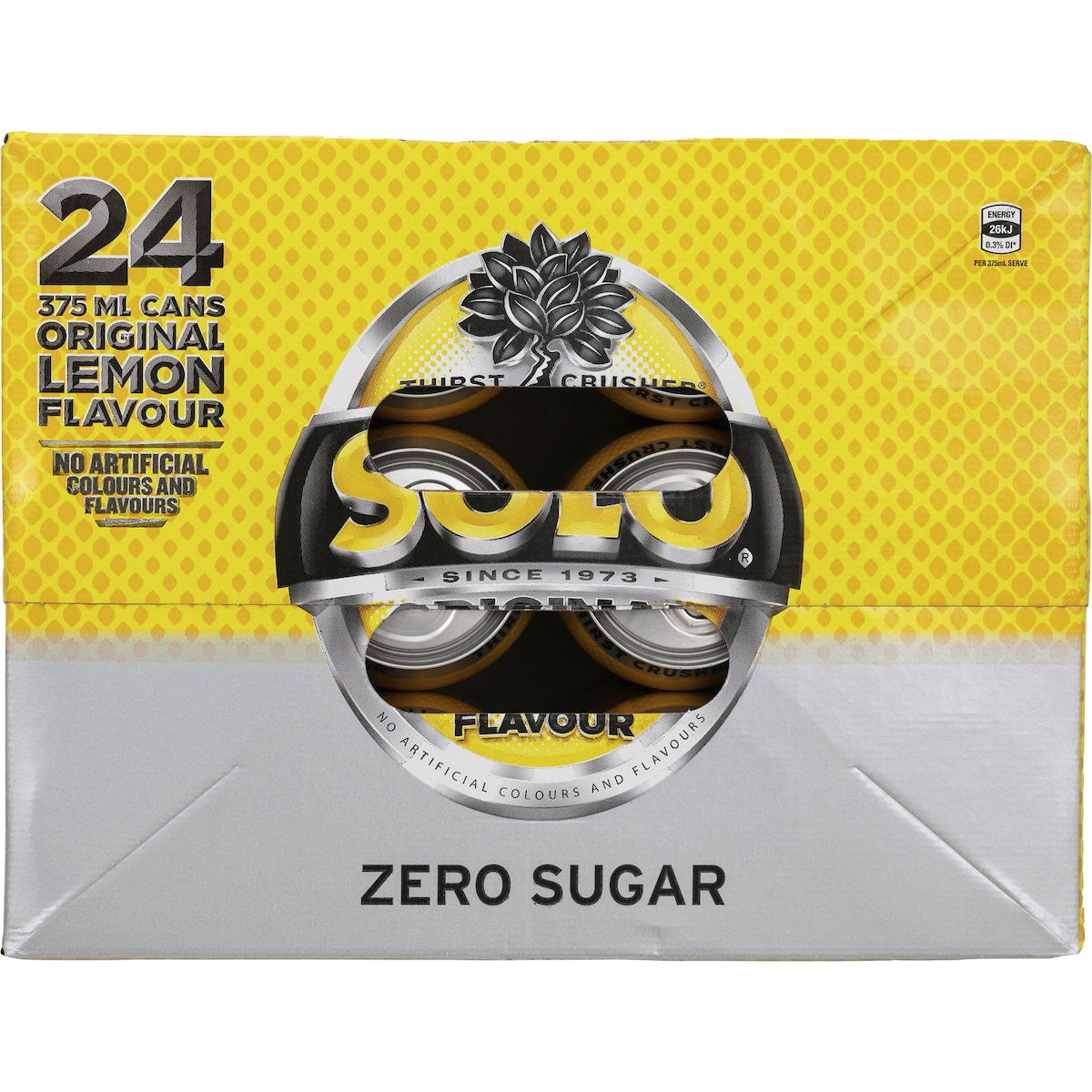 Solo Zero Sugar Original Lemon Soft Drink Cans 375ml X 24 Pack