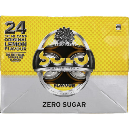 Solo Zero Sugar Original Lemon Soft Drink Cans 375ml X 24 Pack