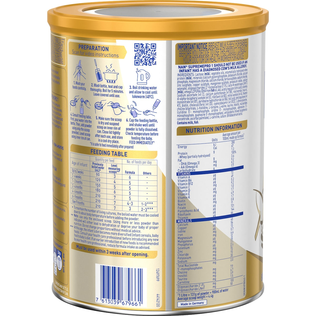 Nan Supremepro 1 Infant Formula Newborns Suitable From Birth 800g