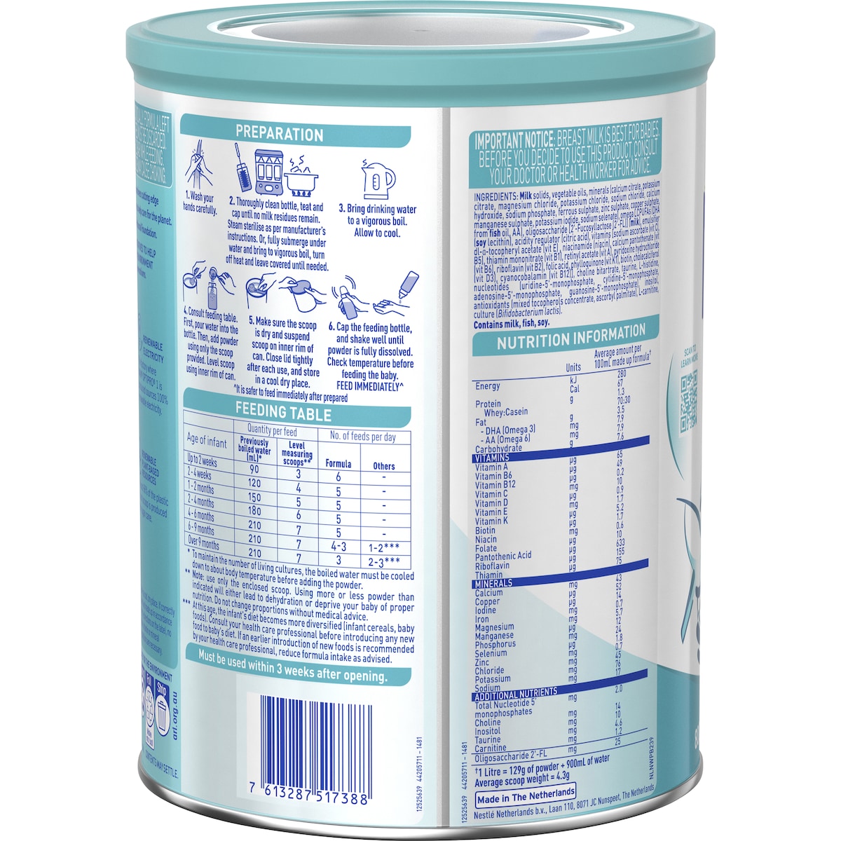 Nan Optipro 1 Infant Formula Newborns Suitable From Birth 800g
