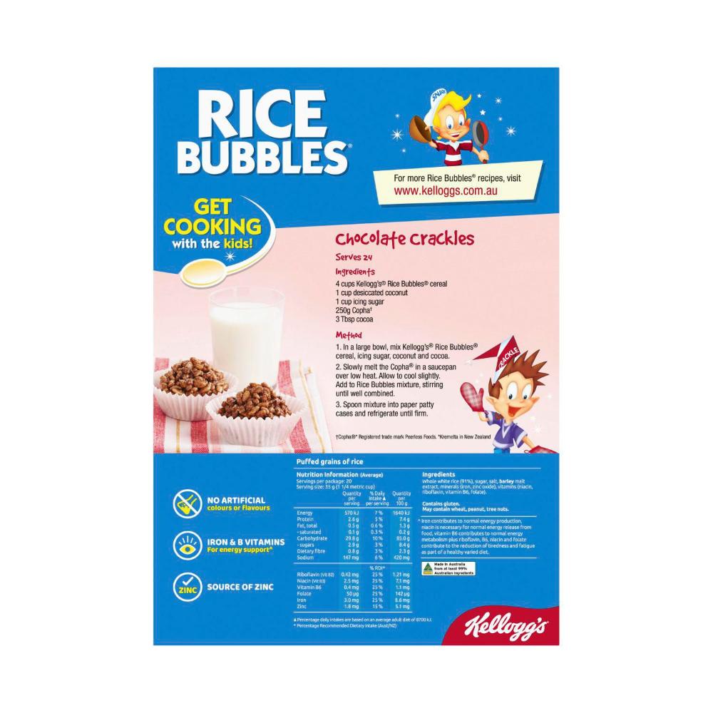 Kellogg's Rice Bubbles Puffed Rice Breakfast Cereal Bulk Pack - 725g