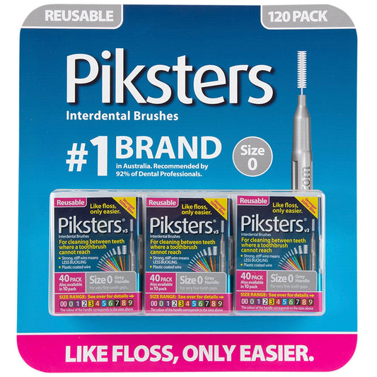 Piksters Interdental Brushes Grey Handle 120 Pack