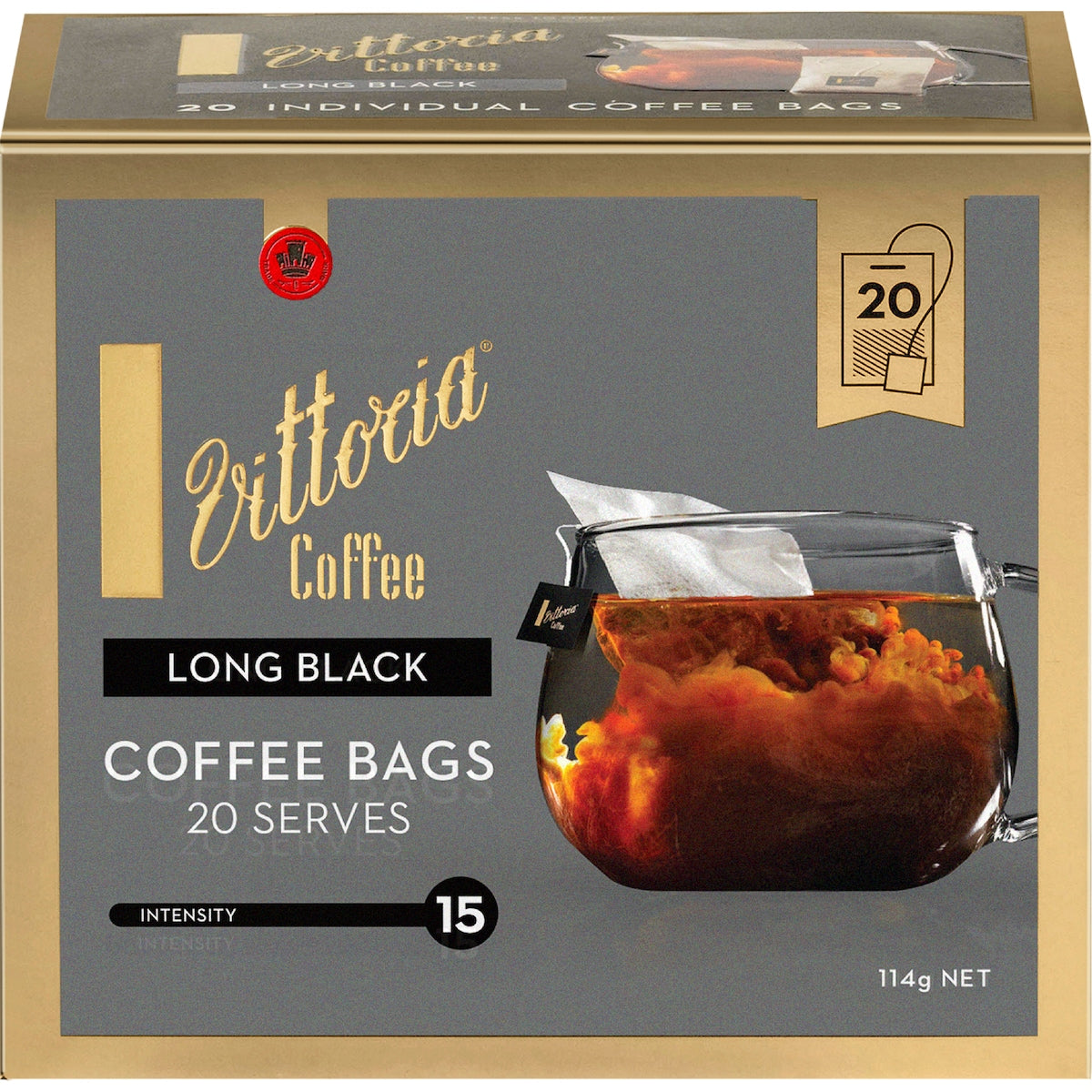 Vittoria Coffee Bags Long Black 20 Pack