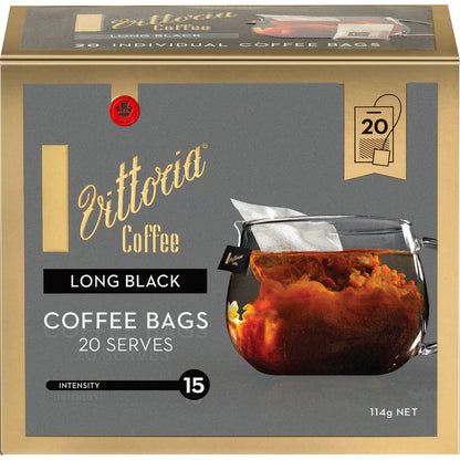 Vittoria Coffee Bags Long Black 20 Pack