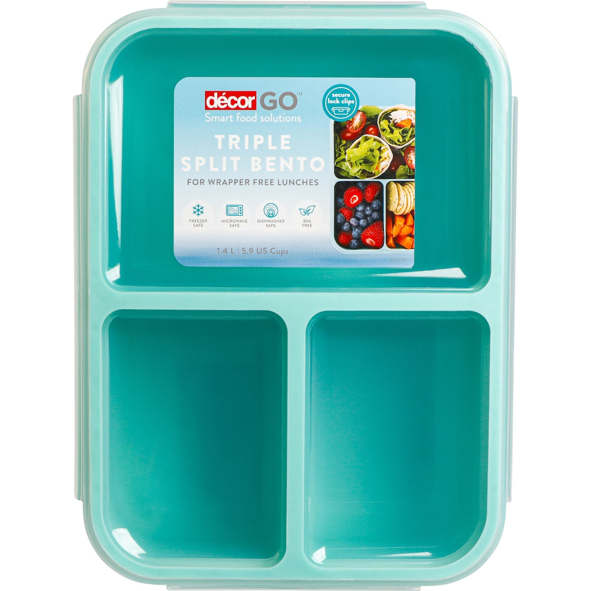 Decor Go Triple Split Bento Lunch Box Assorted 1.4l Each