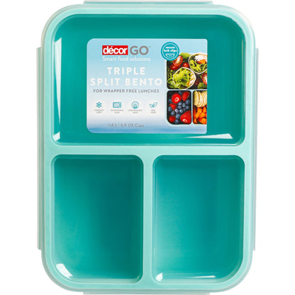 Decor Go Triple Split Bento Lunch Box Assorted 1.4l Each