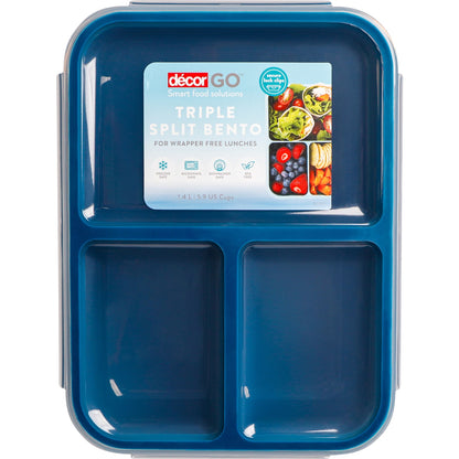 Decor Go Triple Split Bento Lunch Box Assorted 1.4l Each