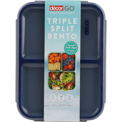 Decor Go Triple Split Bento Lunch Box Assorted 1.4l Each