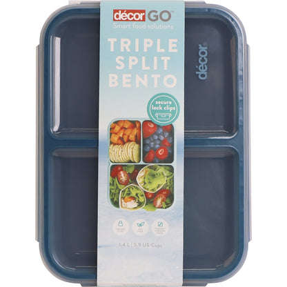 Decor Go Triple Split Bento Lunch Box Assorted 1.4l Each