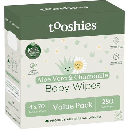 Tooshies Baby Wipes Aloe Vera & Chamomile 280 Pack
