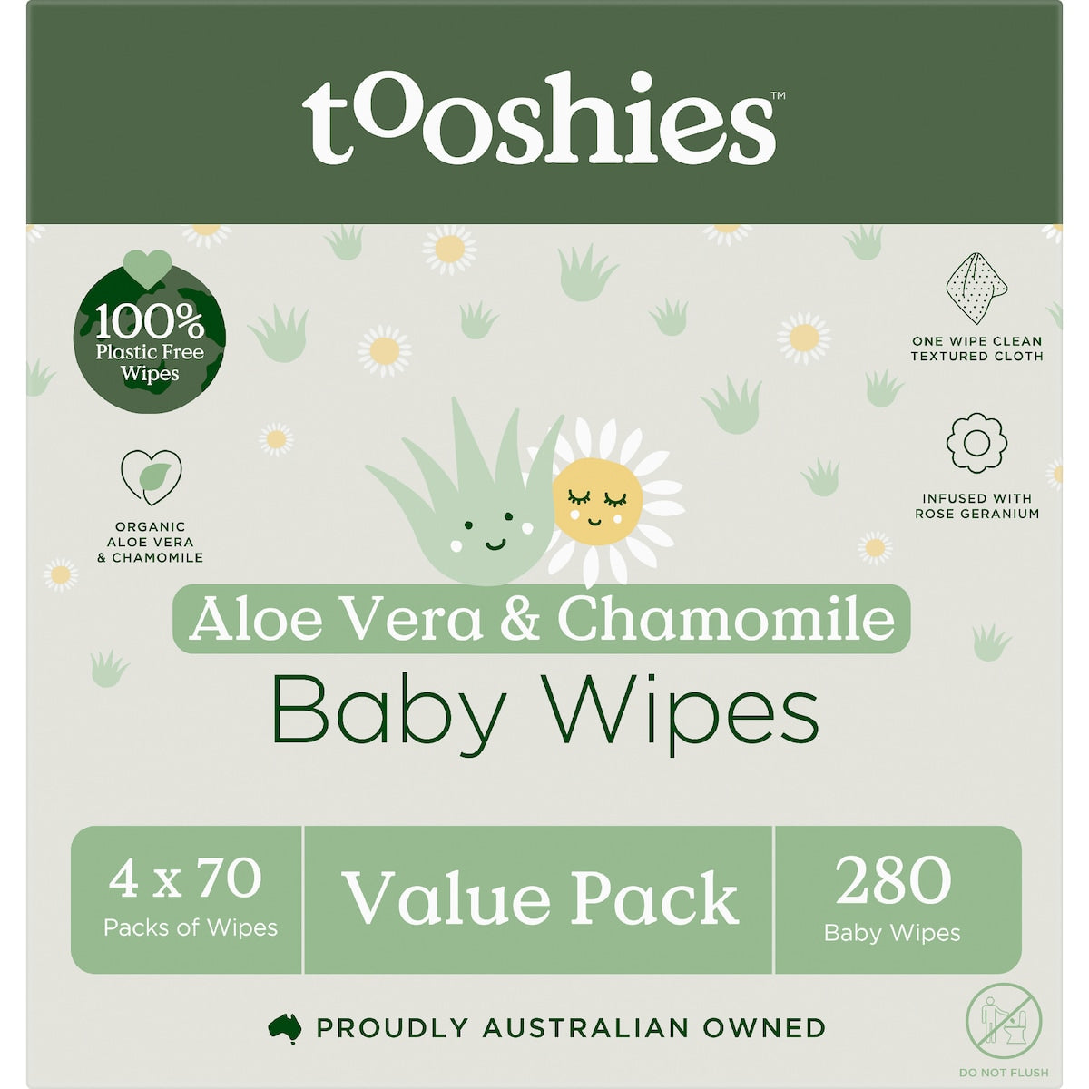 Tooshies Baby Wipes Aloe Vera & Chamomile 280 Pack
