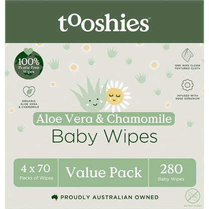 Tooshies Baby Wipes Aloe Vera & Chamomile 280 Pack