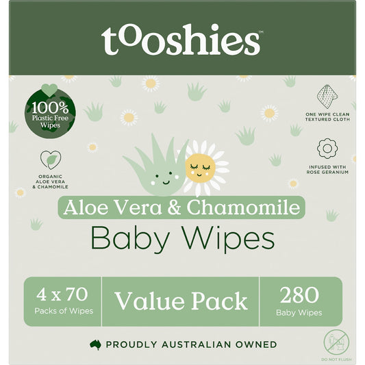 Tooshies Baby Wipes Aloe Vera & Chamomile 280 Pack