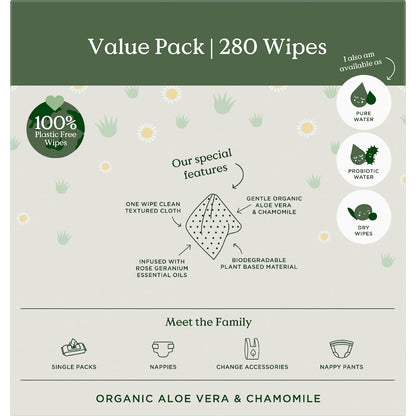 Tooshies Baby Wipes Aloe Vera & Chamomile 280 Pack
