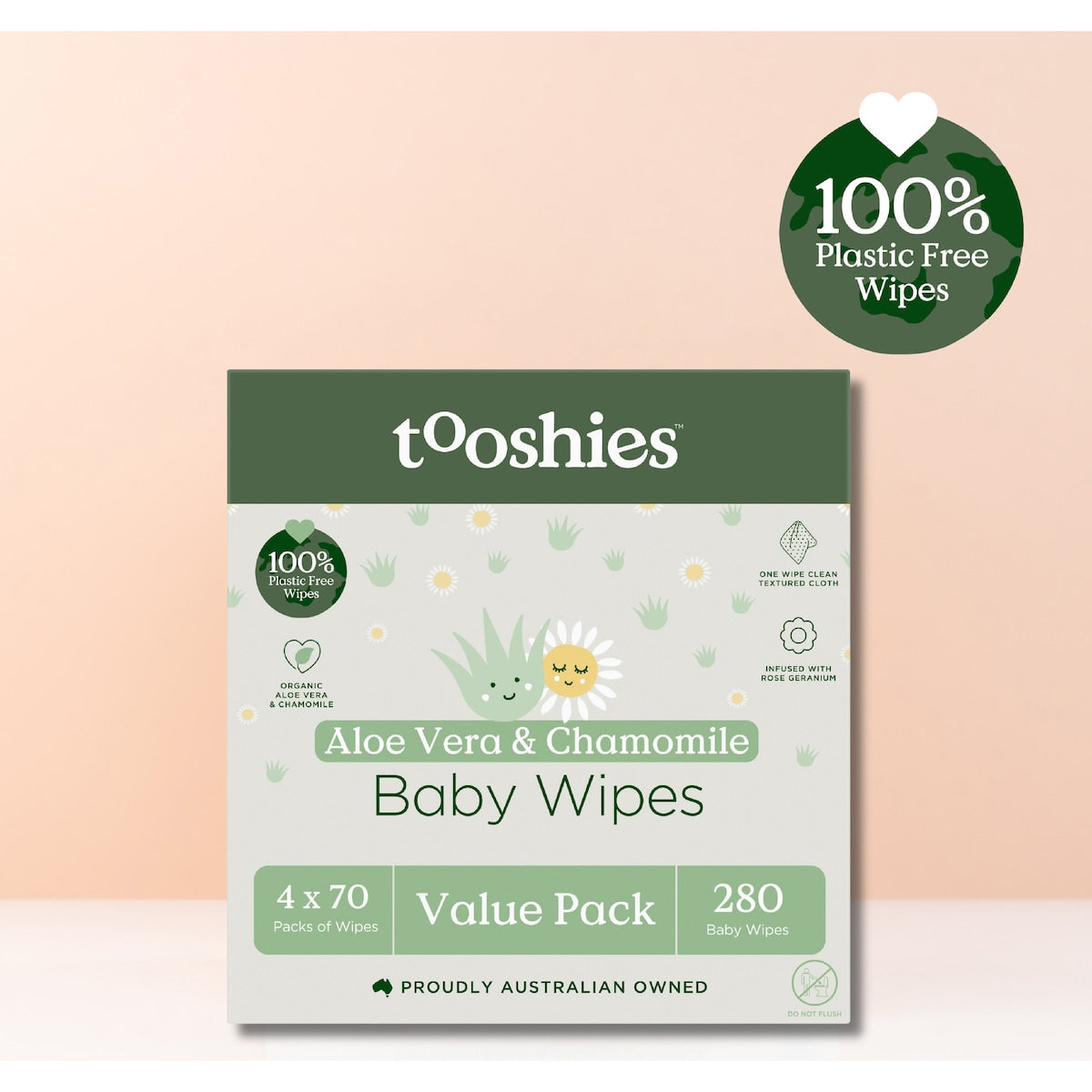 Tooshies Baby Wipes Aloe Vera & Chamomile 280 Pack