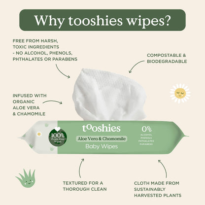 Tooshies Baby Wipes Aloe Vera & Chamomile 280 Pack