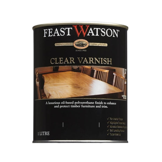 Feast Watson Clear Varnish - 1L - Oil Based - Satin Finish