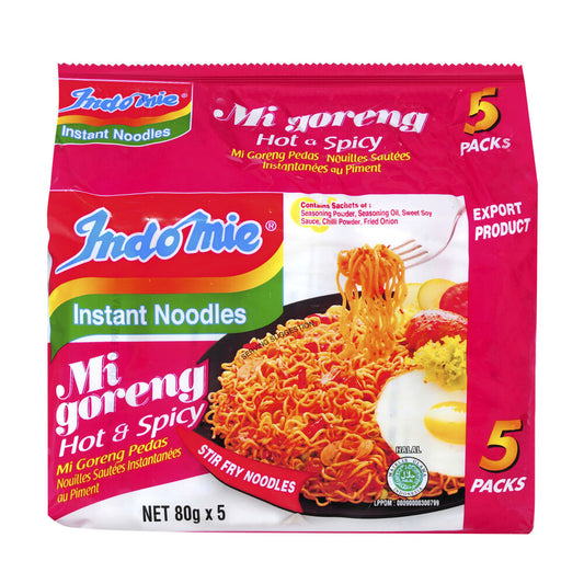Indo Mie Mi Goreng Hot & Spicy Instant 5 Pack - 425g