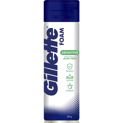 Gillette Shaving Foam For Sensitive Skin Soothing Aloe Vera 245g