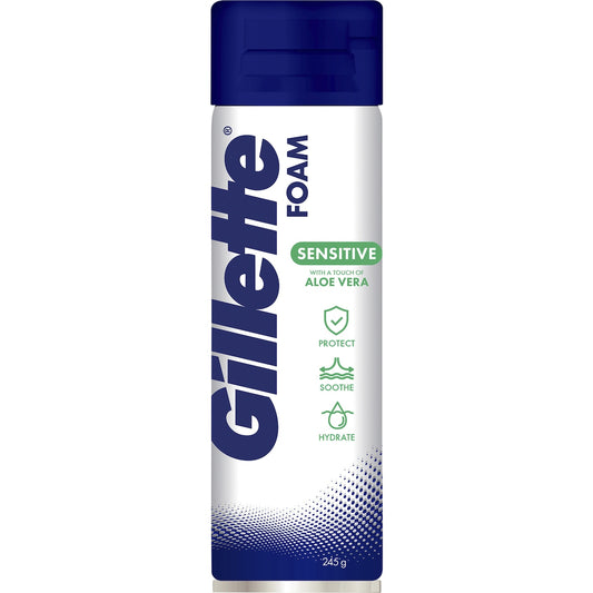 Gillette Shaving Foam For Sensitive Skin Soothing Aloe Vera 245g