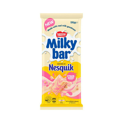 Milkybar Nesquik Strawberry Chocolate Block - 170g