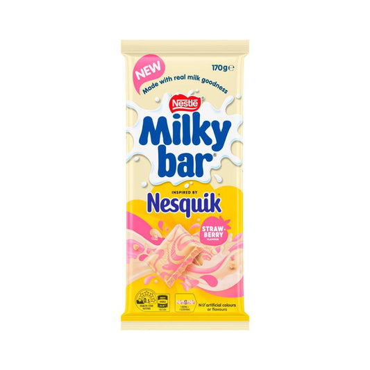 Milkybar Nesquik Strawberry Chocolate Block - 170g
