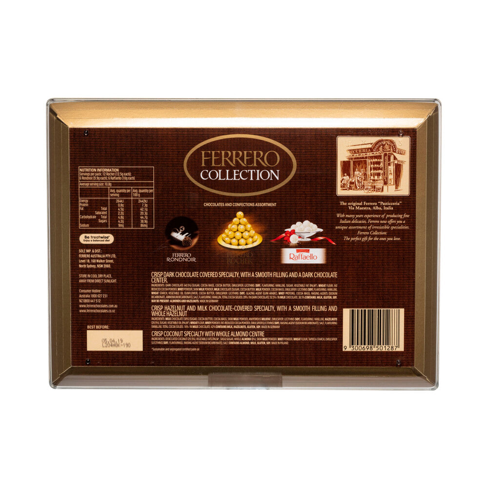 Ferrero Collection Rocher Raffaello Rondnoir Chocolate Gift Box 24 Pack - 269g