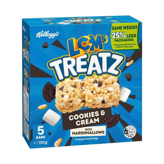 Kellogg's LCMs Treatz Cookies & Cream Bars 5 Pack - 130g