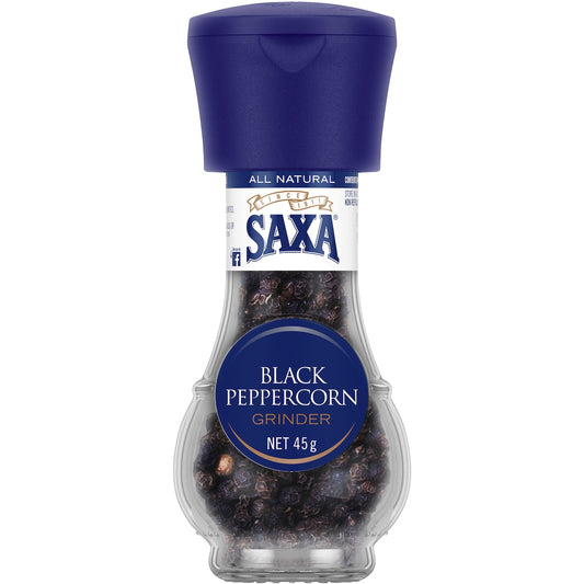 Saxa Black Peppercorn Pepper Grinder 45g