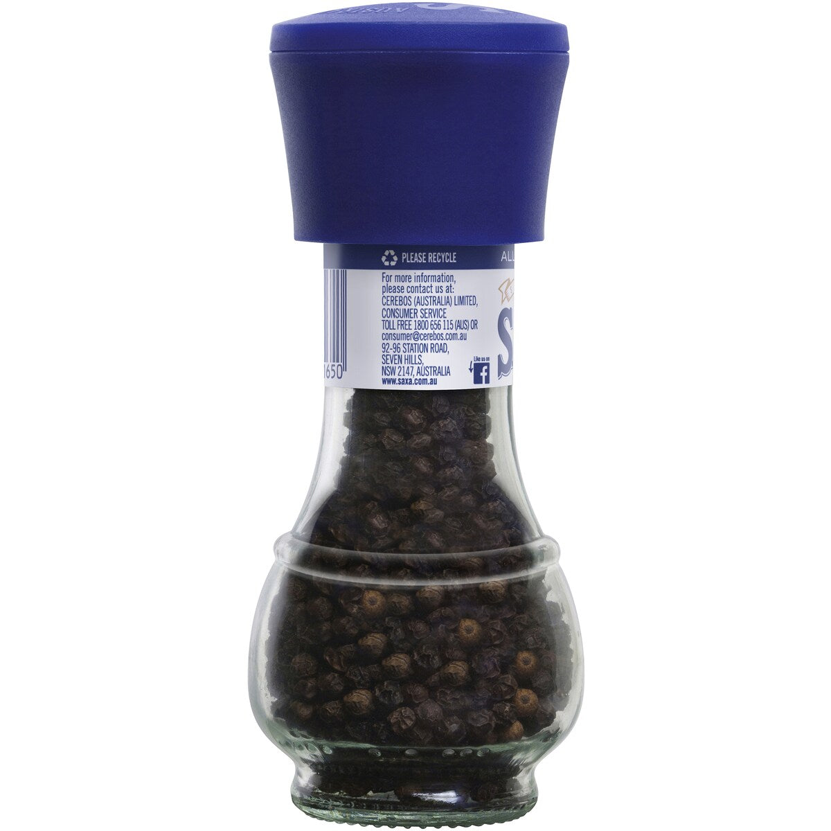 Saxa Black Peppercorn Pepper Grinder 45g