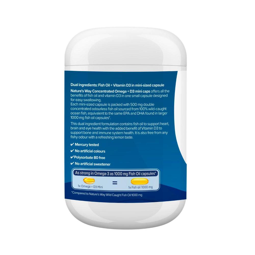 Nature's Way Concentrated Omega + D3 Mini Caps - 200 Pack