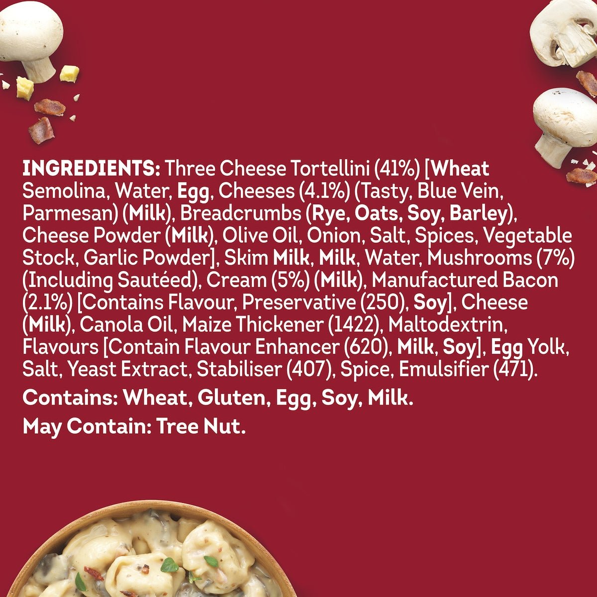 Heinz Tortellini Three Cheese Pasta With Creamy Mushroom & Bacon 350g