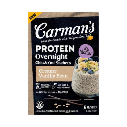 Carman's Protein Overnight Chia & Oat Sachets Creamy Vanilla Bean - 240g