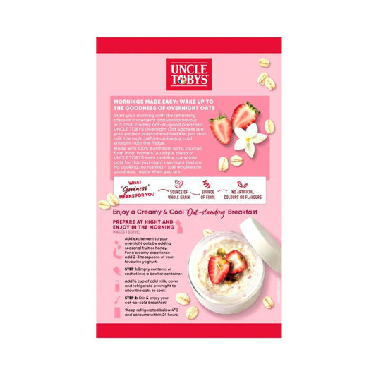 Une Tobys Overnight Oat Sachets Strawberry & Vanilla Flavour - 350g