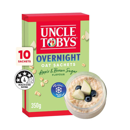 Une Tobys Overnight Oat Sachets Apple & Brown Sugar Flavour - 350g