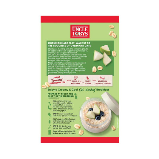 Une Tobys Overnight Oat Sachets Apple & Brown Sugar Flavour - 350g