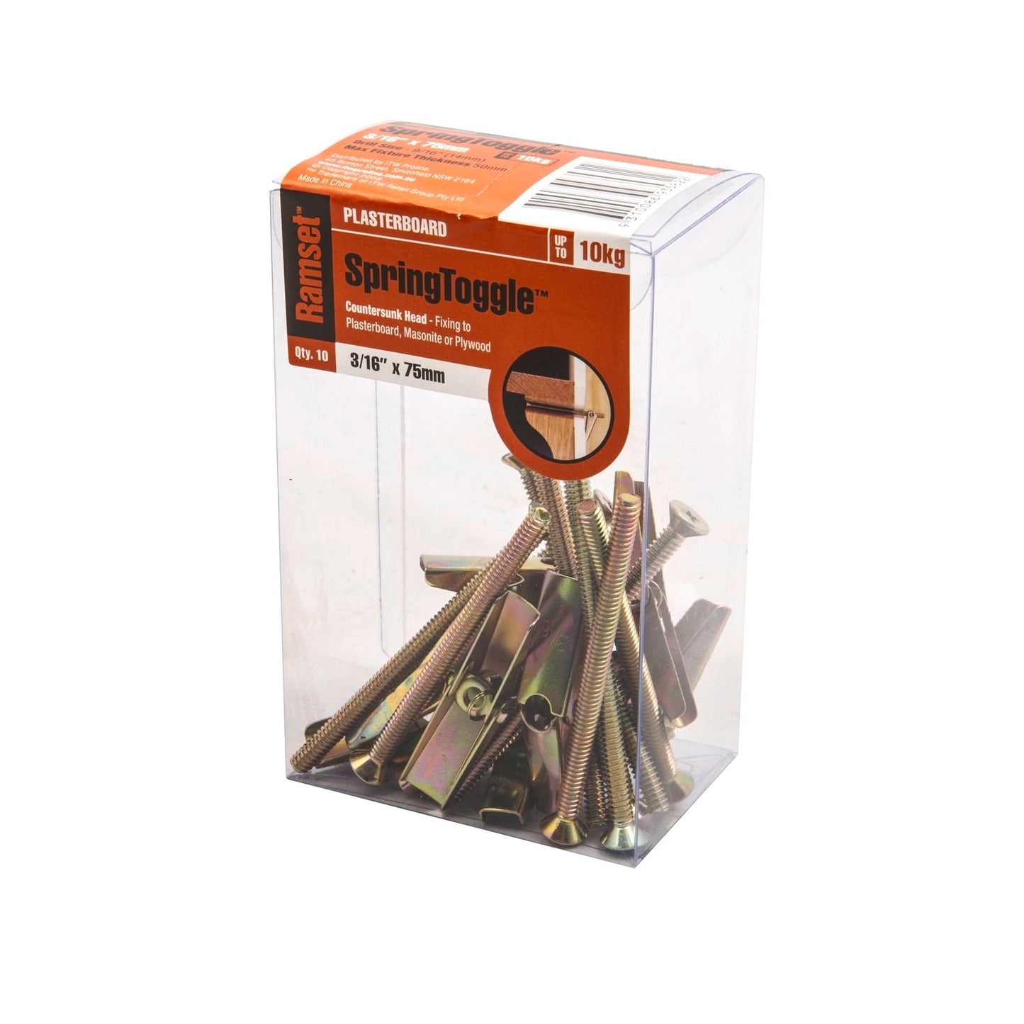 Ramset Spring Toggle Anchor - 3/16" x 75mm - 10 Pack